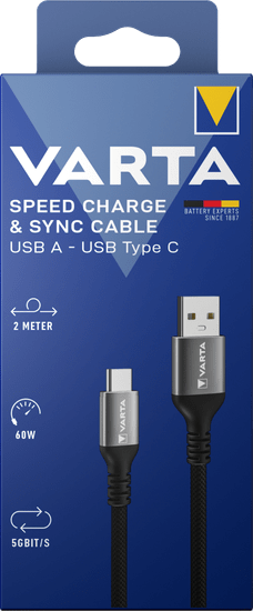 VARTA Speed Charge & Sync kábel USB A na USB typu C Box (57935101111)