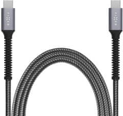 FIXED Dlhý nabíjací a dátový odolný kábel Armor s konektormi USB-C/USB-C a podporou PD, 2m, USB 2.0, 240W, sivý FIXDA-CC2-GR