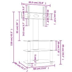 Vidaxl Rohový TV stojan 3-vrstvový pre 32-70 palcov čierny