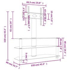 Vidaxl Rohový TV stojan 3-vrstvový pre 32-70 palcov čierny