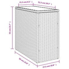 Petromila vidaXL Záh. príručný stôl sklenená doska čierny 58x27,5x55cm polyratan