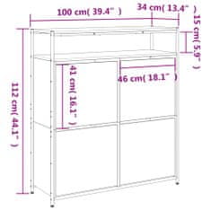 Petromila vidaXL Botník so 4 výklopnými zásuvkami dymový dub 100x34x112 cm