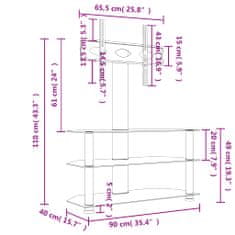 Vidaxl Rohový TV stojan 3-vrstvový pre 32-70 palcov čierno-strieborný