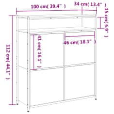 Petromila vidaXL Botník so 4 výklopnými zásuvkami dub sonoma 100x34x112 cm