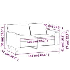 Petromila vidaXL 2-miestna pohovka, čierna 120 cm, umelá koža