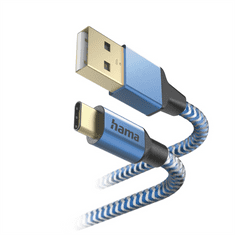 HAMA kábel Reflective USB-C 2.0 typ AC 1,5 m, modrý