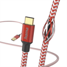 HAMA kábel Reflective USB-C 2.0 typ AC 1,5 m, červený