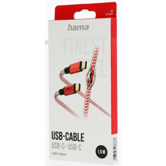 HAMA kábel Reflective USB-C 2.0 typ CC 1,5 m, červený