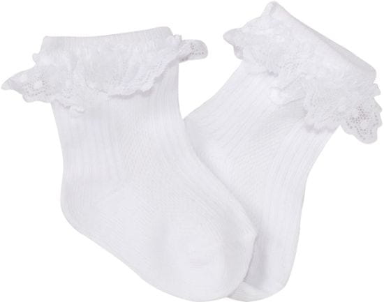 Baby Nellys Bavlnené ponožky s čipkovým volánikom, biele, veľ. 86/92