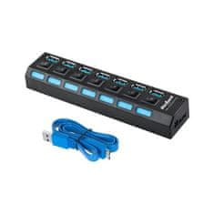 Rebel USB 3.0 HUB rozbočovač 7 portov, čierny KOM0941