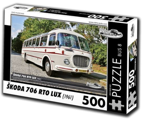 RETRO-AUTA© Puzzle BUS č. 8 Škoda 706 RTO LUX (1961) 500 dielikov