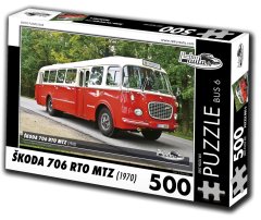 RETRO-AUTA© Puzzle BUS č. 6 Škoda 706 RTO MTZ (1970) 500 dielikov