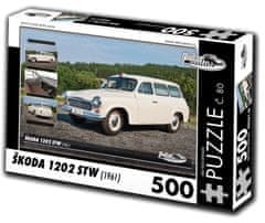 RETRO-AUTA© Puzzle č. 80 Škoda 1202 STW sanitka (1961) 500 dielikov