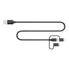 Choetech Nabíjací kábel Choetech IP0030, MFi 3v1, USB-A/Lightning/ Micro USB/USB-C, 5V, 1,2 m (čierny)