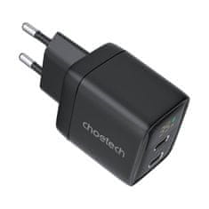 Choetech Sieťová nabíjačka GAN USB-C-USB-C PD35W Choetech PD6051 (čierna)