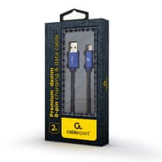 Gembird oplietaný denim USB-A/Lightning kábel 2m