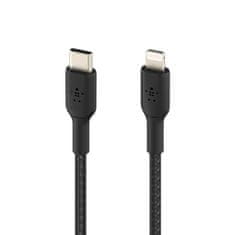 Belkin kábel opletaný USB-C - Lightning, 2m, čierny