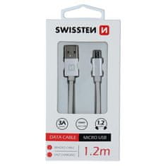 SWISSTEN USB/microUSB 1.2m, strieborný