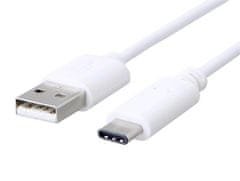 C-Tech kábel USB 2.0 AM na Type-C kábel (AM/CM), 2m, biely