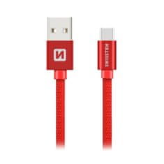 SWISSTEN Dátový Kábel Textile Usb / Usb-C 2,0 M Červený