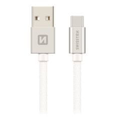 SWISSTEN Dátový Kábel Textile Usb / Usb-C 1,2 M Strieborný