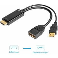 PremiumCord adaptér HDMI to DisplayPort Male/Female s napájaním z USB