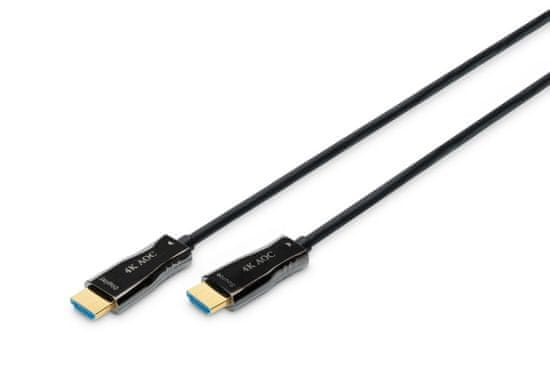 Digitus Pripojovací kábel HDMI AOC s hybridným vláknom, typ AM/M, 20 m, UHD 4K @ 60 Hz, CE, zlatá, bl
