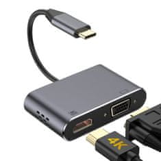 Platinet adaptér USB-C na HDMI 4K 30Hz VGA PORT