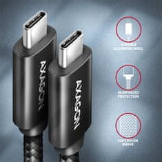 AXAGON BUCM432-CM10AB NewGEN+ kábel USB-C <-> USB-C, 1m, USB4 Gen 3×2, PD 100W 5A, 8K HD, ALU, oplet