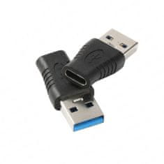 PremiumCord Adaptér USB 3.0 A male - USB-C female, čierny zastreknutý adaptér