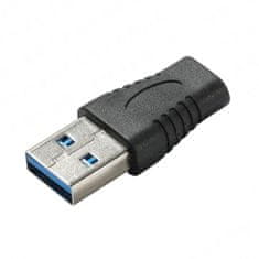 PremiumCord Adaptér USB 3.0 A male - USB-C female, čierny zastreknutý adaptér