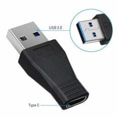 PremiumCord Adaptér USB 3.0 A male - USB-C female, čierny zastreknutý adaptér