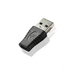 PremiumCord Adaptér USB 3.0 A male - USB-C female, čierny zastreknutý adaptér