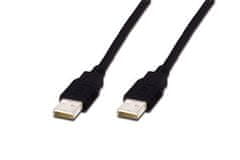 Digitus USB kábel A/samec na A/samec, čierny, Meď, 3m