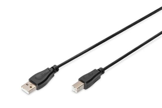 Digitus USB kábel A/samec na B/samec, 2x tienený, čierny, 1m