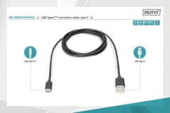 Digitus Pripojovací kábel USB C na A 1,0 m, 3A, 480 MB, verzia 2.0