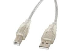 Lanberg USB-A (M) na USB-B (M) 2.0 kábel 5m, transparentný