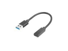 Lanberg kábel USB-C (F) 3.1 na USB-A (M) 15cm, čierny