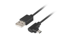 Lanberg micro USB (M) na USB-A (M) 2.0 kábel 1,8 m, čierny, micro obojstranný samec pravouhlý ľavý/pravý
