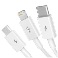 BASEUS CAMLTYS-02 Superior Fast Charging Dátový Kábel 3v1 USB-C, Lightning, MicroUSB 1.5m White