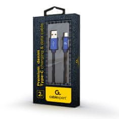 Gembird oplietaný denim USB-A/USB-C kábel 2m