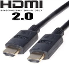 PremiumCord HDMI 2.0 High Speed+Ethernet, pozlátené konk., 15m