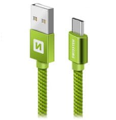 SWISSTEN Dátový Kábel Textile Usb / Usb-C 2,0 M Zelený