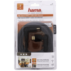 HAMA HDMI kábel vidlica-vidlica, otočné vidlica (2 osi), pozlátený, 3*, 3 m