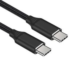 PremiumCord Kábel USB-C M/M, 240W 480Mbps čierny bavlnený oplet, 1m