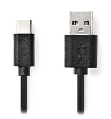 Nedis kábel USB 2.0/ zástrčka USB-C - zástrčka USB-A/ čierny/ bulk/ 2m