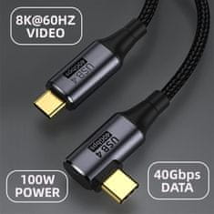 PremiumCord USB4 Gen 3x2 40Gbps 8K @ 60Hz 240W Thunderbolt 3 kábel 1,2m