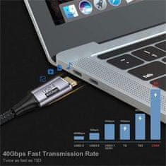 PremiumCord USB4 Gen 3x2 40Gbps 8K @ 60Hz 240W Thunderbolt 3 kábel 1,2m