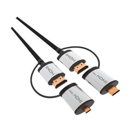 Omega PLATINET kábel HDMI v1.4 čierny 1,5m + adaptér na miniHDMI a microHDMI