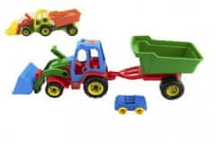 Teddies Traktor nakladač s prívesom s autíčkom plast 64cm